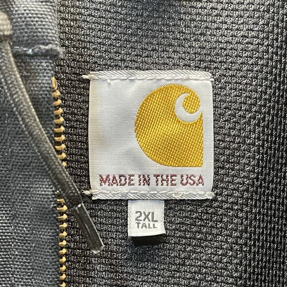 Vintage Carhartt Jacket Men's XXL Tall Canvas Duck Hooded Work Lined J131 BLK - Picture 6 of 11